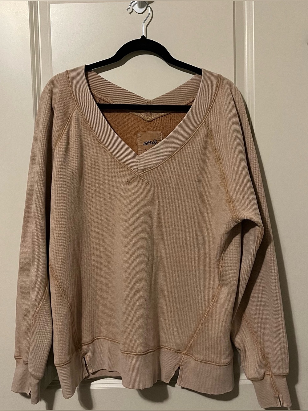 Aerie Vacay Every Day V-Neck Sweatshirt Oversized Small